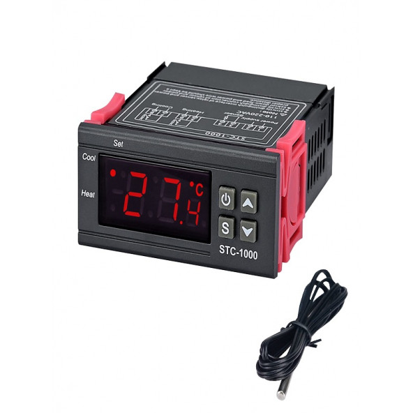 Stc-1000 Ac 110-220v 10a Lcd Ekranlı Ntc Sensörlü Termostat Sıcaklık Kontrol Modülü