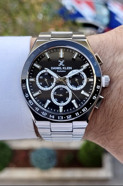 Daniel Klein DKISTE777 Kadranı Siyah Kordonu Gümüş Renk İç Göstergeleri Aktif Erkek Kol Saati - Resim 2