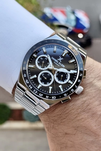 Daniel Klein DKISTE777 Kadranı Siyah Kordonu Gümüş Renk İç Göstergeleri Aktif Erkek Kol Saati - Resim 3