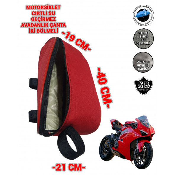 MOTORSİKLET SU GEÇİRMEZ YAN AVADANLIK ÇANTALARI 40CM KIRMIZI