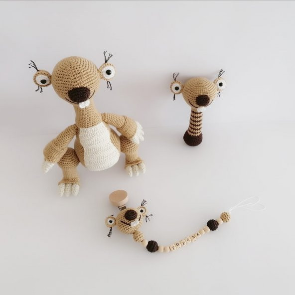 Buz Devri Sid Yeni Doğan Seti Amigurumi Organik Oyuncak - 1