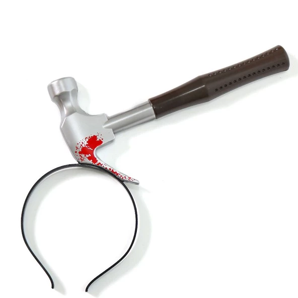 Kafaya Saplanmış Kahverengi Saplı Çekiç Şaka Tacı - Resim 2