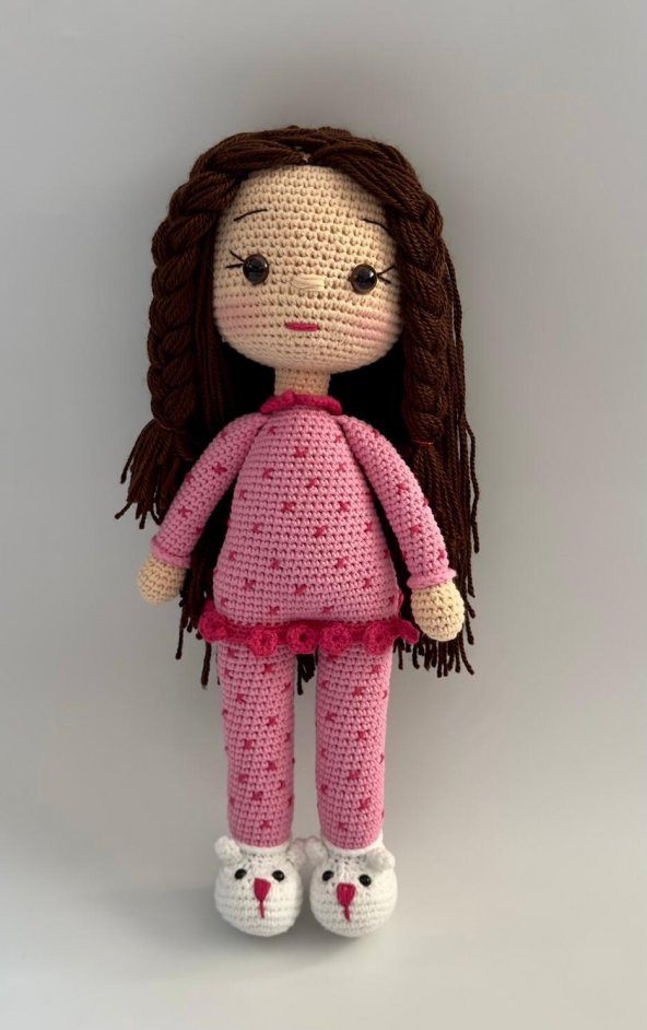 Pijamalı Kız Bebek Amigurumi Organik Oyuncak - 1