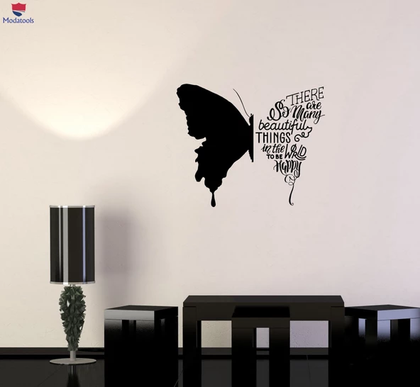 Duvar Sticker Kelebek İfadeler Kelimeler Güzel Alıntı Oturma Odası, Ofis, Dükkan Sticker Benzersiz Hediyelik