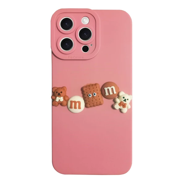 iPhone 15 Pro Kılıf 3D M Bear Kamera Korumalı Silikon Kapak - 6