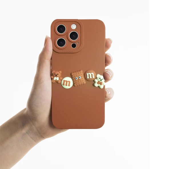 iPhone 15 Pro Kılıf 3D M Bear Kamera Korumalı Silikon Kapak - 3
