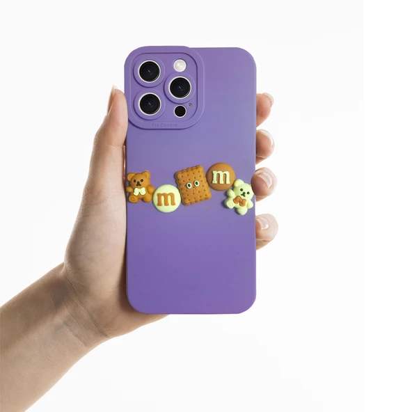 iPhone 15 Pro Kılıf 3D M Bear Kamera Korumalı Silikon Kapak - 10
