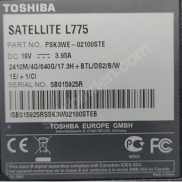 TOSHiBA L775 ALT KASA 17 inç SORUNSUZ - 3