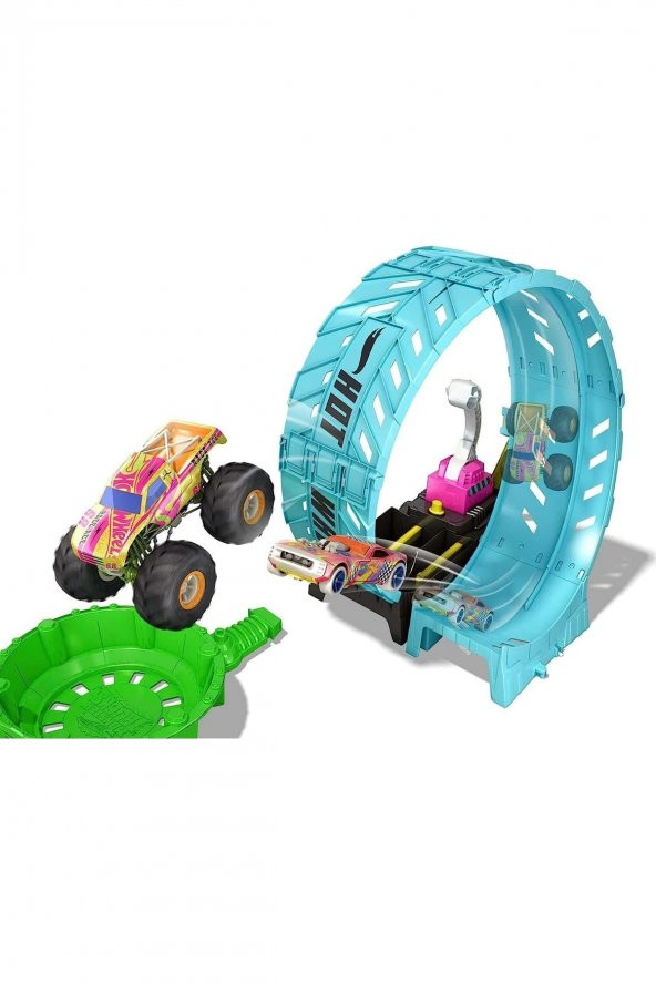 Hbn02 Hot Wheels Monster Trucks Karanlıkta Parlayan Çemberde Yarış Seti - 3
