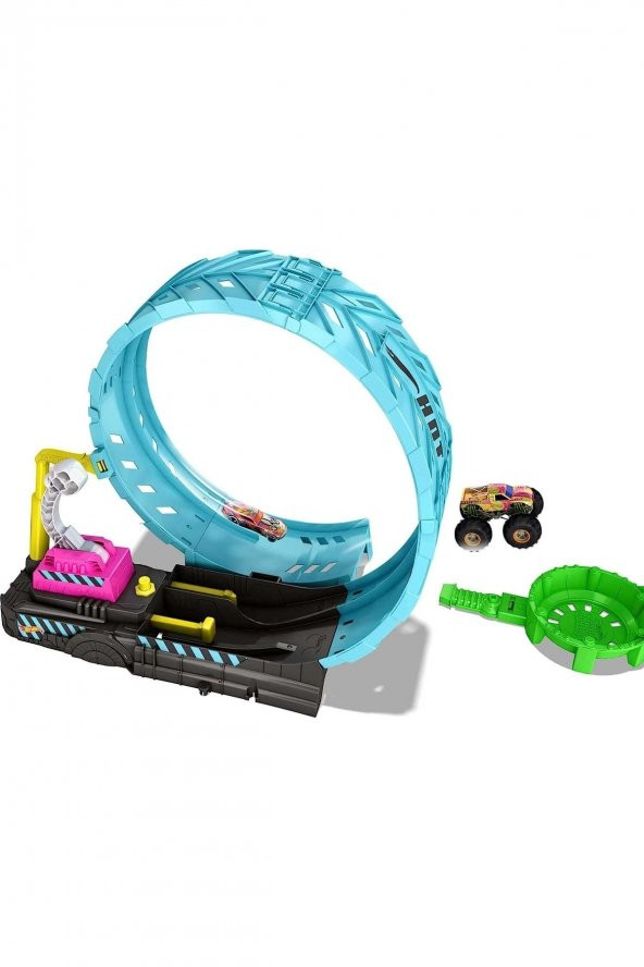 Hbn02 Hot Wheels Monster Trucks Karanlıkta Parlayan Çemberde Yarış Seti - 5