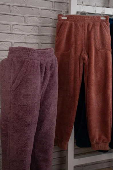 Peluş  Paçası Büzgülü Tek Eşofman Altı - 8