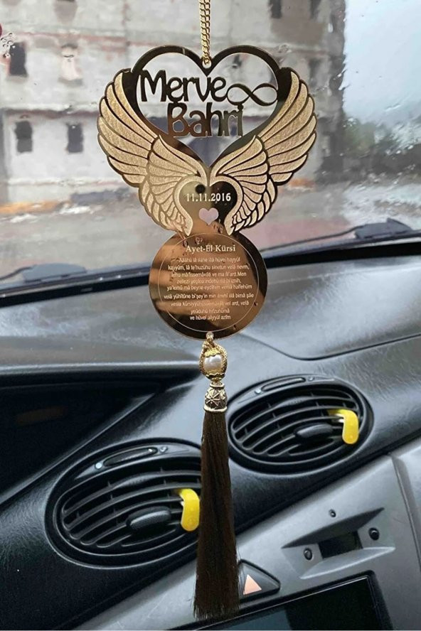 MDR TASARIM Melek Kanatlı Taşlı Araba Hediye Dikiz Aynası Süsü Pleksi