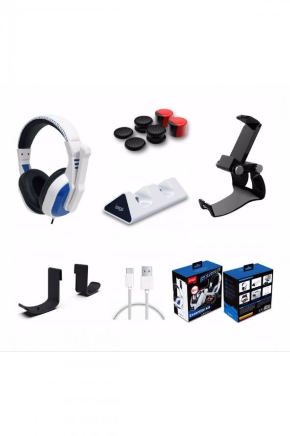 Playstation 5 Ps5 Aksesuar Set 12in1 +kulaklık+analog Koruyucu+ Şarj Istasyonu +telefon Tutucu