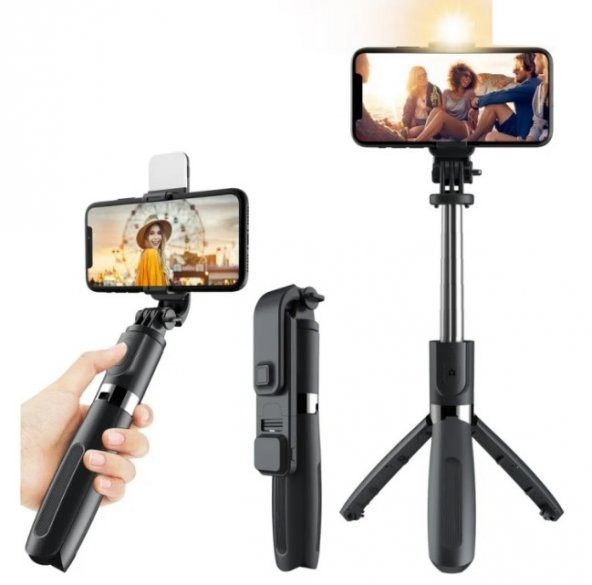 Cafele L02s Bluetooth Kumandalı Işıklı Tripod Selfie Çubuğu