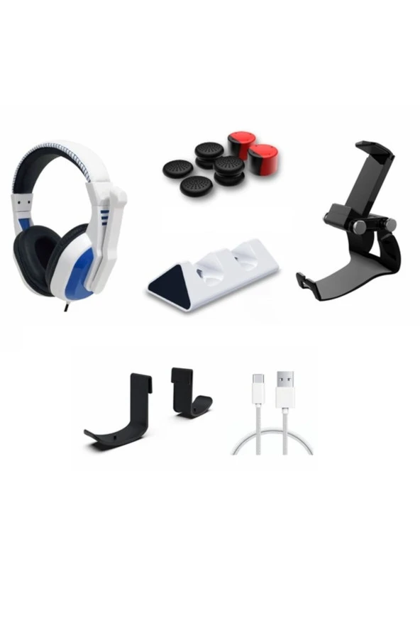 12'li Playstation 5 Kablo Stand Şarj Kulaklık Askı Analog Set
