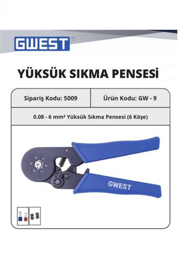 Gwest Yac-9 Izoleli KabloYüksük Sıkma  6 Köşeli - 2