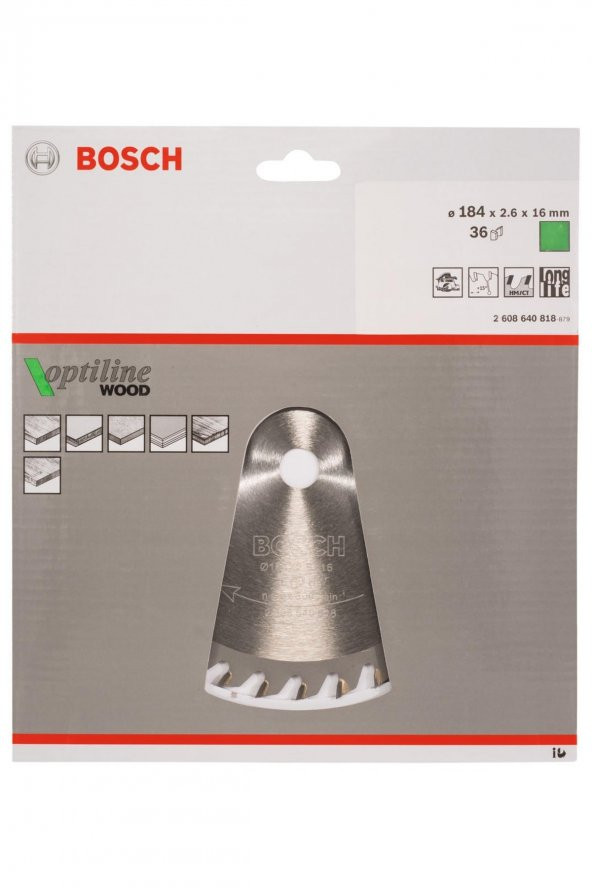 Bosch Optiline Wood 18416 Mm 36 Diş Daire Testere Bıçağı - 2608640818 - 2