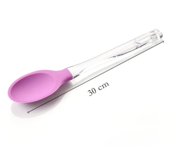 Mika Saplı Silikon Kaşık 30 Cm Eflatun