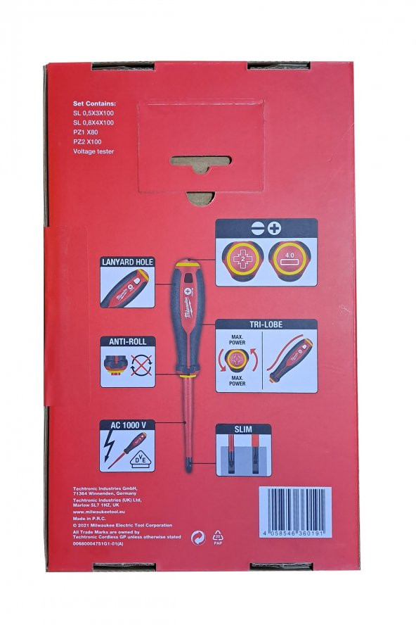 Milwaukee TRİ-LOBE VDE 5 Parça Tornavida Seti 4932478737 - 2