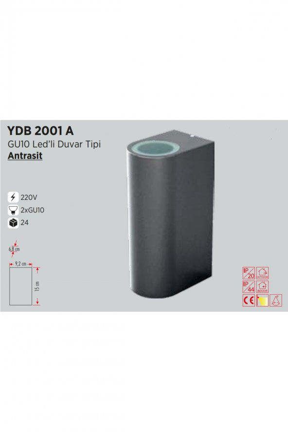 YCL Duvar Tipi Bahçe Armatür G10 Duylu Ydb-2001a