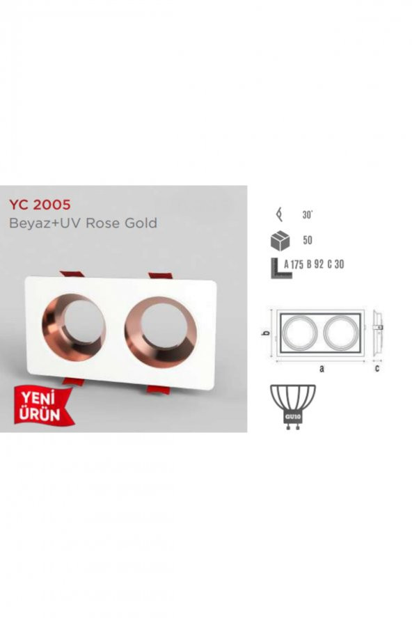 YCL Dekoratif Modern Spot Kasa Beyaz + Uv Rose Golden Sıva Altı Yc-2005