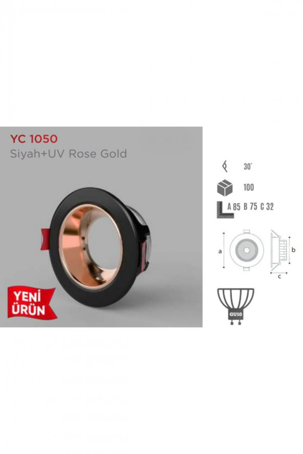 YCL Dekoratif Modern Spot Kasa Siyah Sıva Altı Yc-1050