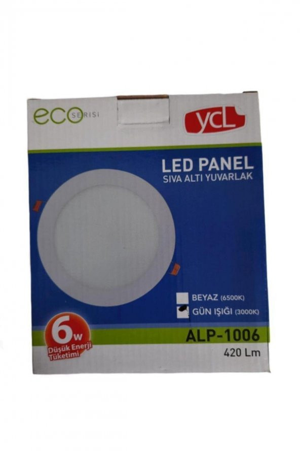 YCL Yücel 6w Led Panel Eko Yuvarlak Günışığı 3000k