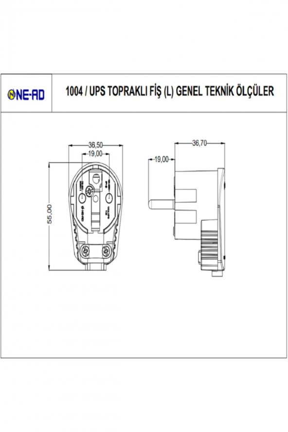 NE-AD L Tipi Topraklı Erkek Fiş - 3
