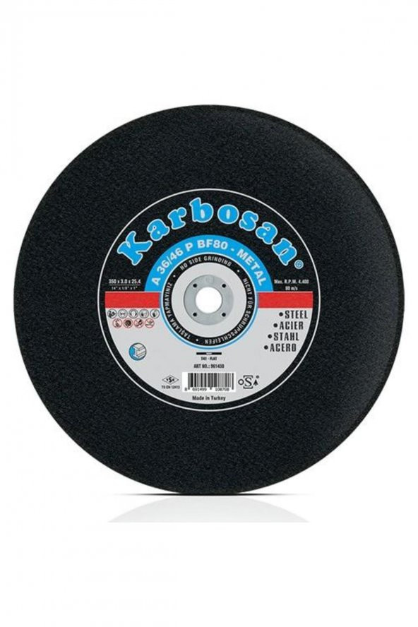 KARBOSAN Metal (NK) Sabit Tezgah Kesme Diskleri 350x3.5x25.4 Mm - 1