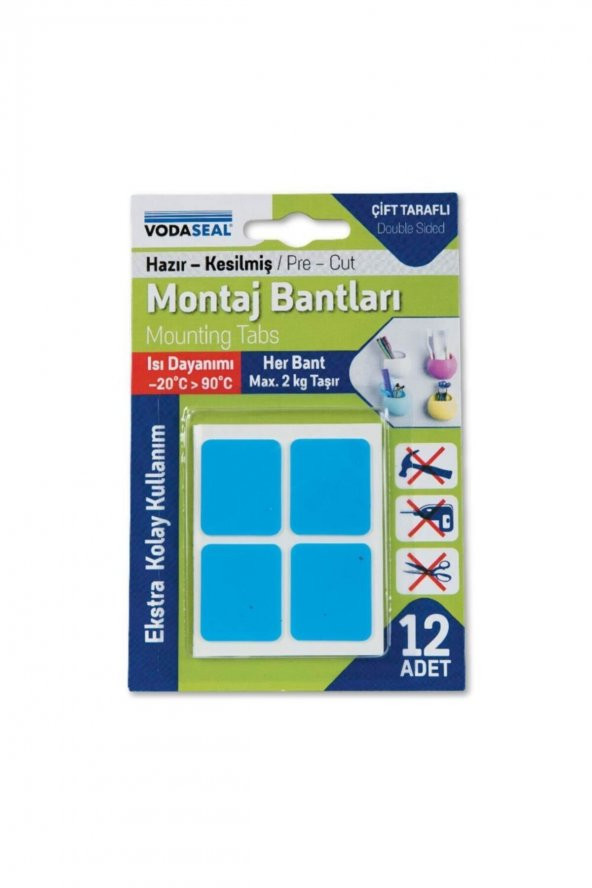 Vodaseal Hazır Kesilmiş Montaj Bantı 12li 25mmx30mm Her Bant 2kg Taşır