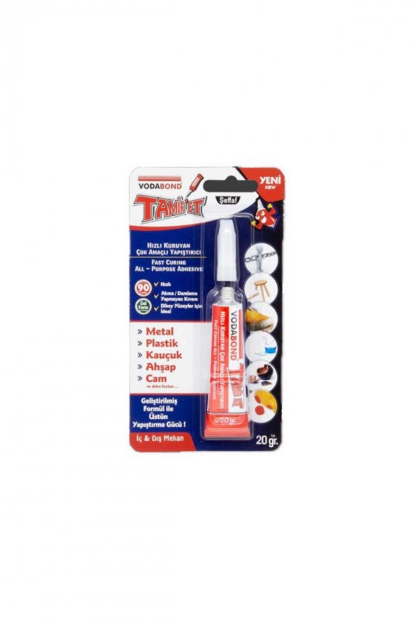 Vodabond Tamir-et Montaj Yapıştırıcı  Metal • Kauçuk • Plastik • Seramik • Cam • Ahşap  20 Gr. Şeffaf