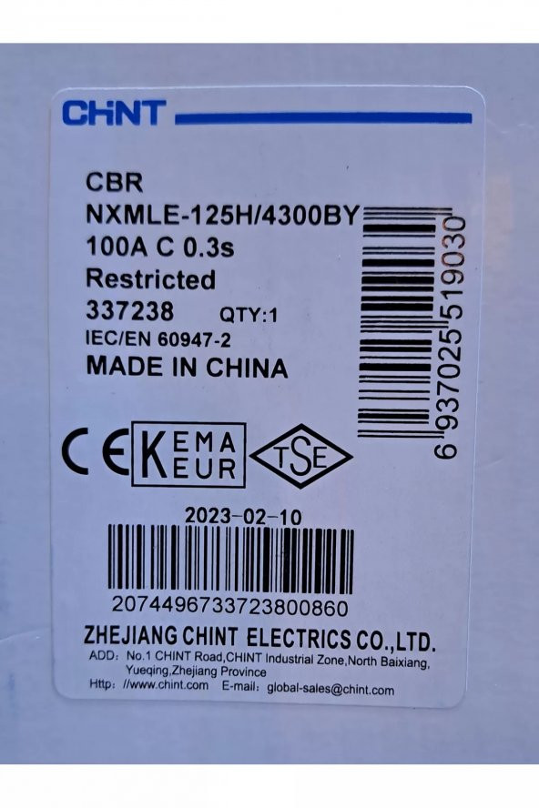 chint NXMLE-125H4300BY Bobinli Kompakt Ş4P 100A 36KA 337238 - 2