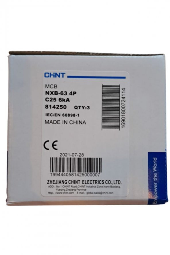chint W Otomat 4p C25 6ka Nxb-63 814250 - 3