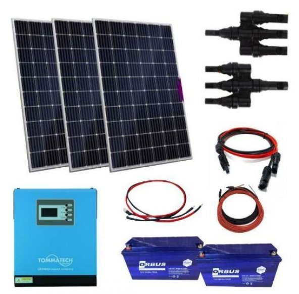 Güneş Enerjisi  Hibrit Paket 3 Kva Tam Sinüs İnverter 330 watt Güneş Paneli 150 Amper Jel Akü 1000 WATT 24 V Rüzgar Türbini + Yerli Şarj Kontrol Cihazı Rüzgar Türbini Set - 2