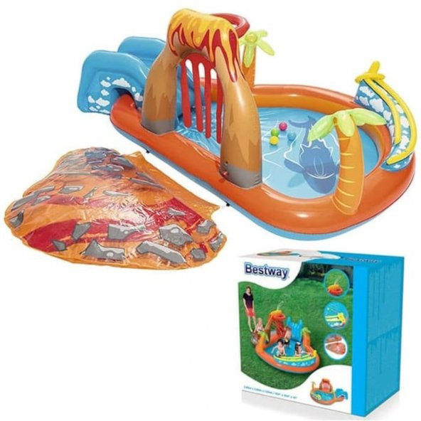 Havuz Kaydıraklı Fışkiyeli Lava Lagoon Play Center 265x265x104 Cm Bestway - 53069