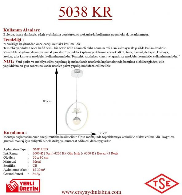 Eray Aydınlatma 5038-25 KR Led Krom Avize - 3
