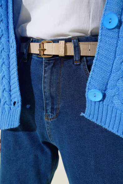 Mom Friend Düz Jean Pantolon Kot - 4