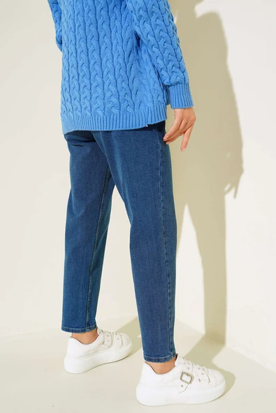 Mom Friend Düz Jean Pantolon Kot - 3