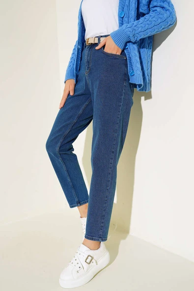 Mom Friend Düz Jean Pantolon Kot - 2