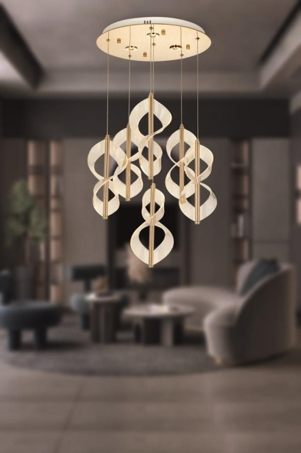 Eray Aydınlatma 1208-5+1 6 Li Sarı Led Avize ürün görseli 1