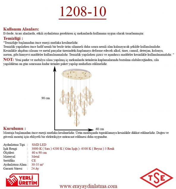 Eray Aydınlatma 1208-10 lu Sarkıt Led Avize - 3