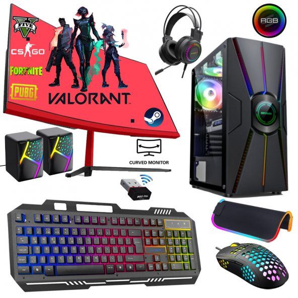 Xaser Xsr259 i7 4770 8GB Ram 256GB SSD 4GB RX550 Ekran Kartı 24" Curved Oyun Bilgisayarı ürün görseli