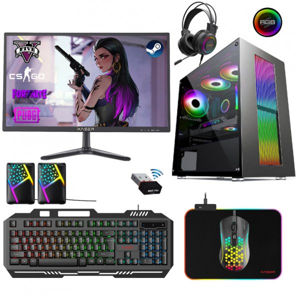 Xaser Xsr192 i5 2400 8GB Ram 256GB SSD 4GB RX550 Ekran Kartı 21.5" Monitör Oyun Bilgisayarı ürün görseli