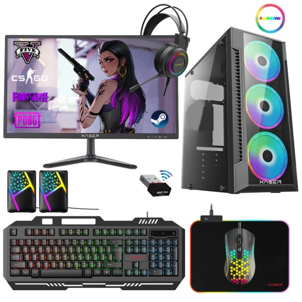 Xaser Xsr202 i5 3470 16GB Ram 256GB SSD 4GB RX550 Ekran Kartı 21.5" Monitör Oyun Bilgisayarı