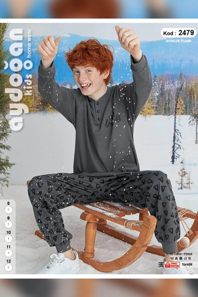 Aydoğan Erkek Garson Bora interlok Antrasit Pijama Takımı 2479 - 2