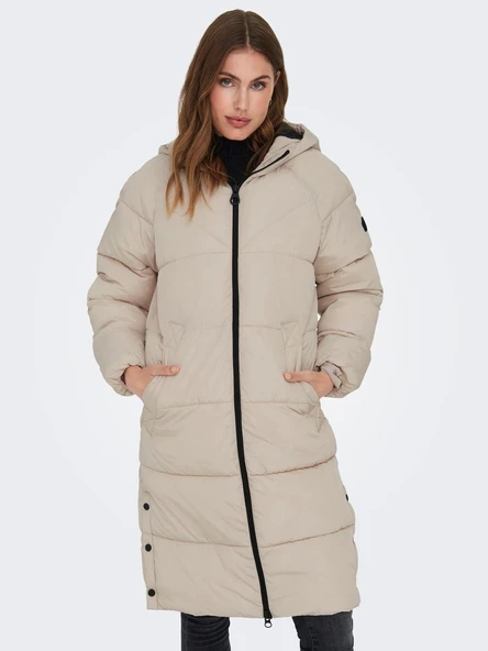 ONLY Bayan Rüzgar Geçirmez Uzun Mont Puffer Parka 15304786 - 5