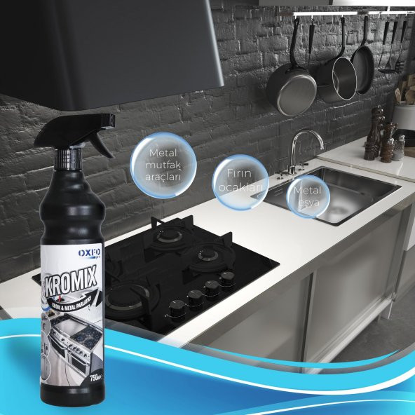 OXFOPRO KROMİX KROM VE PASLANMAZ YÜZEYLER İÇİN ÖZEL HOŞ KOKULU TEMİZLİK BAKIM VE ONARIM SPREYİ 750 ML - 2