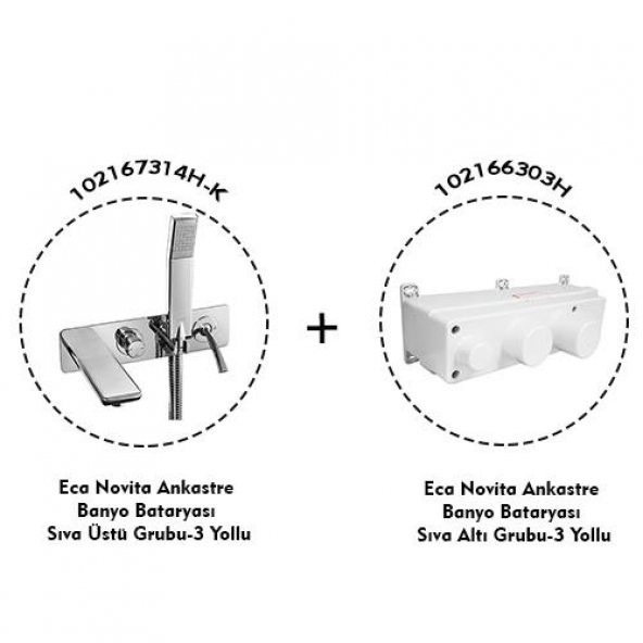 Eca Novita Ankastre Banyo Bataryası 2 Parça Set / 3 Yollu (102167314H-K+102166303H) - 2