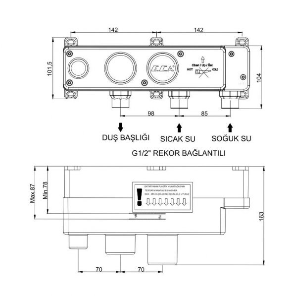 Eca Novita Ankastre Banyo Bataryası 2 Parça Set / 3 Yollu (102167314H-K+102166303H) - 5