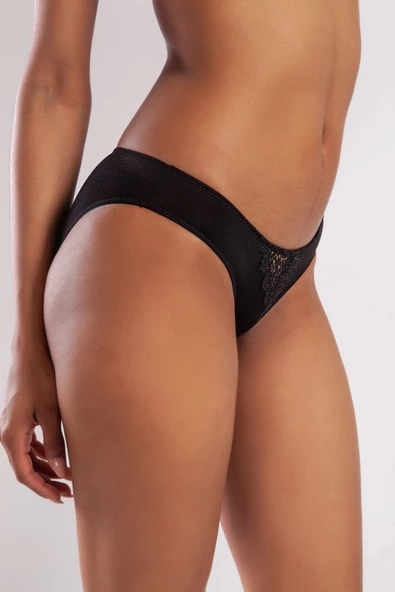 GARLAND A Plus Siyah Dantel Detaylı Mini Slip Külot - 2